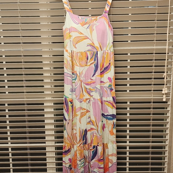 SOMA Trapeze Maxi Bra Dress In Fresh Tropical Blue sz large - Picture 1 of 9